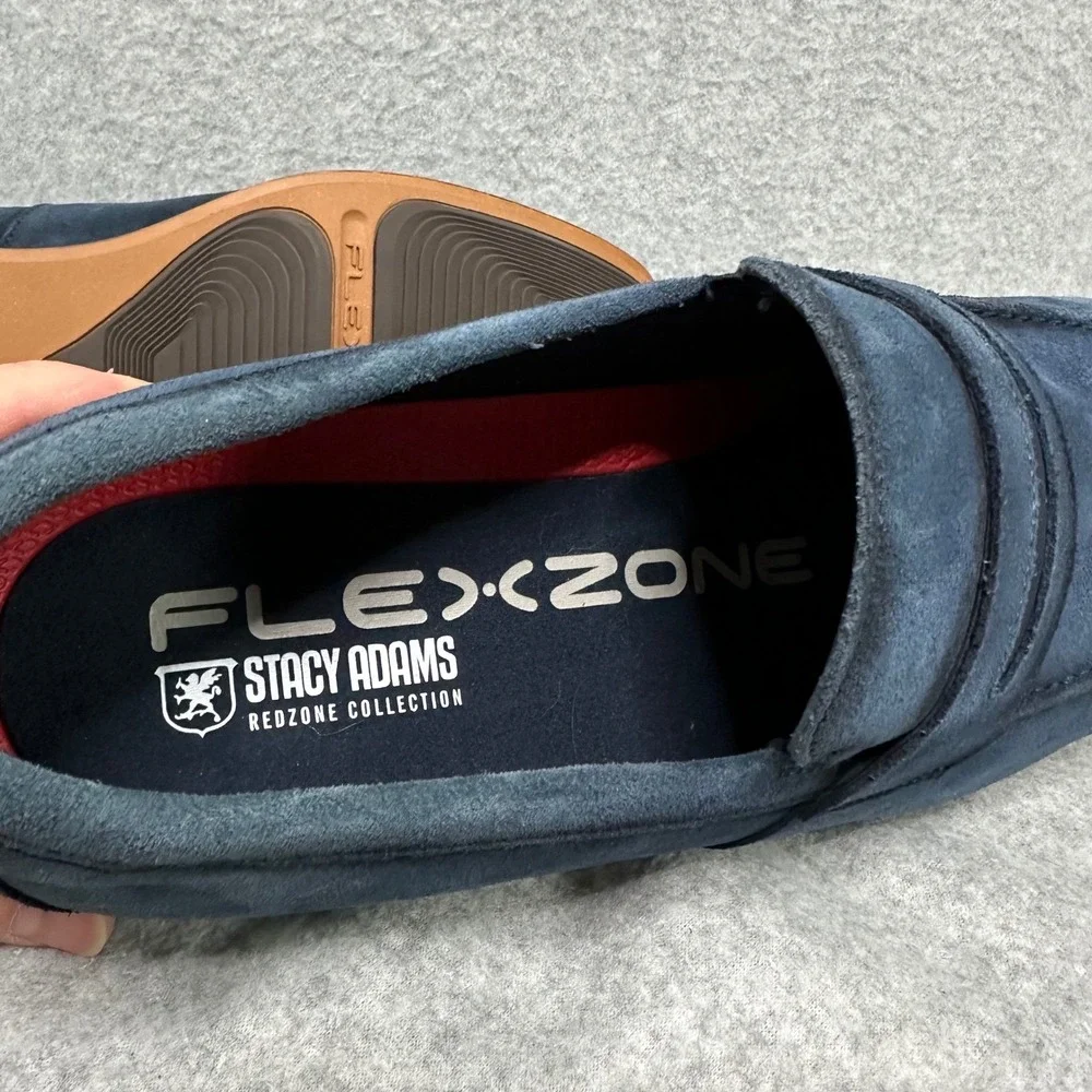 Stacy Adams Burke Moc Toe Saddle Slip On Dressy Shoes Navy Suede 25676-415 NEW